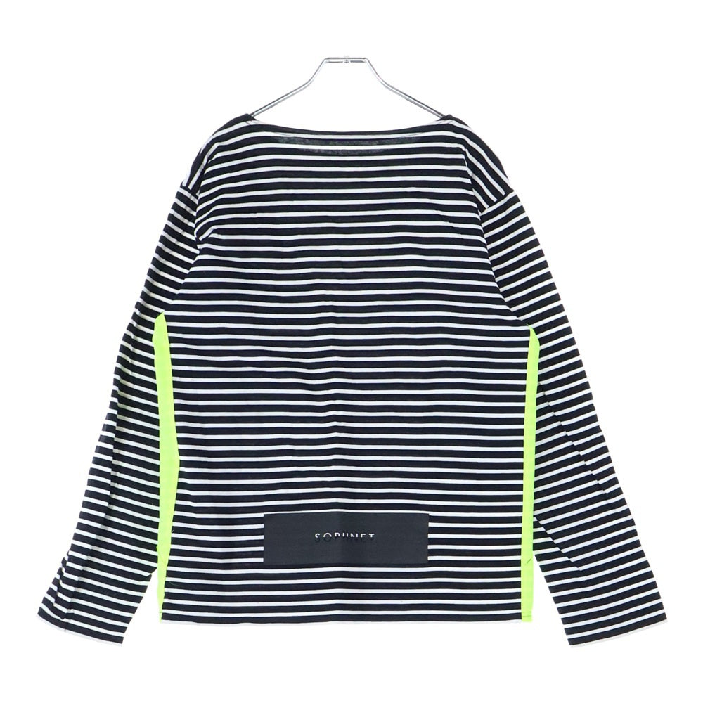 SOPHNET.(ソフネット) 16SS サイドリフレクター ボーダー柄 ラウンドネック長袖Tシャツ カットソー ブラック/ホワイト/イエロー SOPH-160002