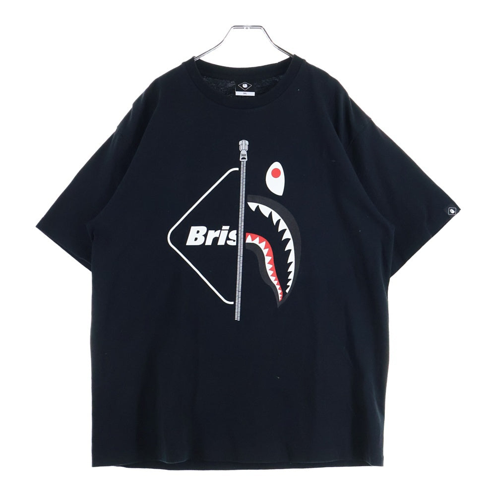 F.C.R.B./F.C.Real Bristol/FCRB(エフシーアールビー/エフシーレアルブリストル) ×A BATHING APE SHARK TEE ア ベイシング エイプ シャークプリント クルーネック半袖Tシャツ カットソー ブラック