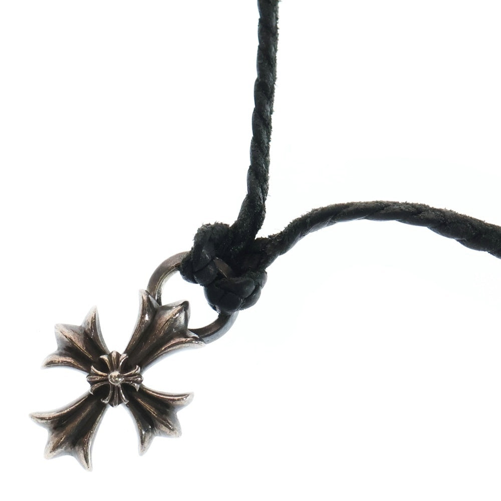 CHROME HEARTS(クロムハーツ) DBL CH PRS ダブル CHプラス ペンダント トップ スクロールレザーブレイド ネックレス ブラック/シルバー