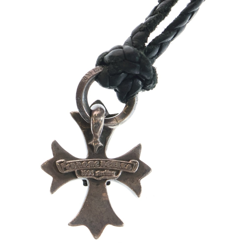 CHROME HEARTS(クロムハーツ) DBL CH PRS ダブル CHプラス ペンダント トップ スクロールレザーブレイド ネックレス ブラック/シルバー