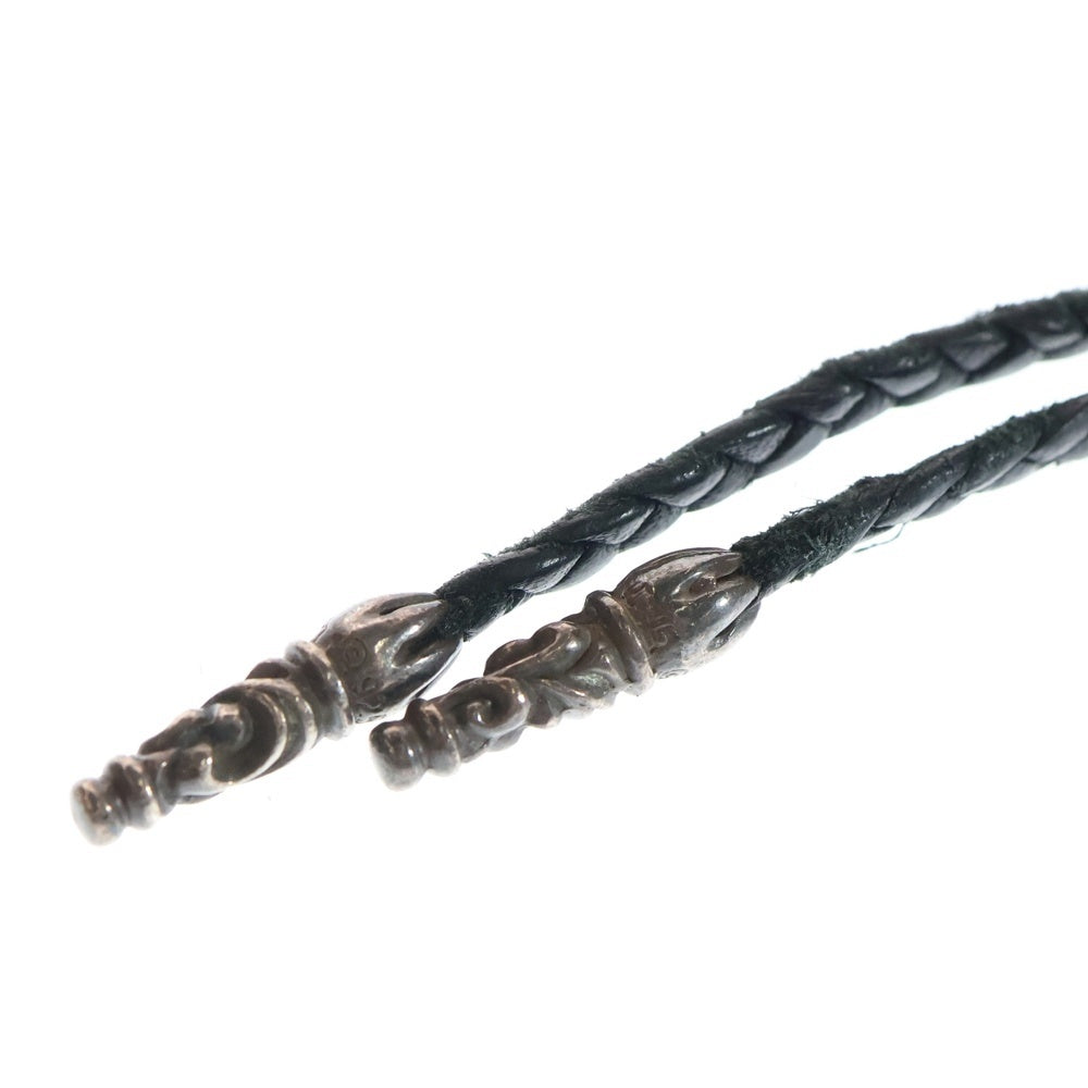 CHROME HEARTS(クロムハーツ) DBL CH PRS ダブル CHプラス ペンダント トップ スクロールレザーブレイド ネックレス ブラック/シルバー