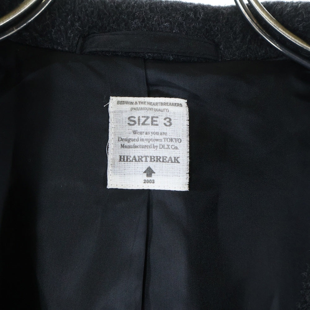 BEDWIN & THE HEARTBREAKERS(ベドウィンアンドザハートブレーカーズ) 日本製 ウールナイロン 3B チェスターコート ダークグレー