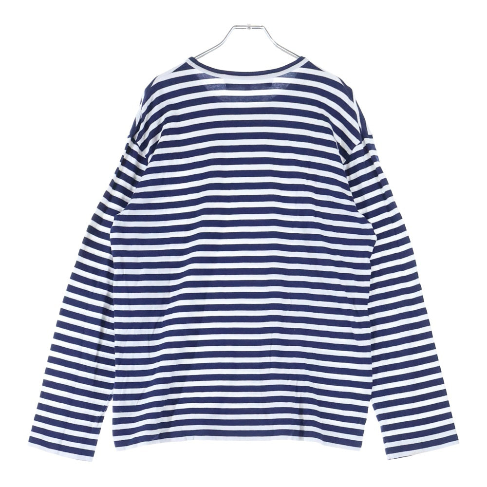 PLAY COMME des GARCONS(プレイコムデギャルソン) AD2022 ハート刺繍 ボーダー コットン 長袖Tシャツ カットソー ネイビー/ホワイト AZ-T010