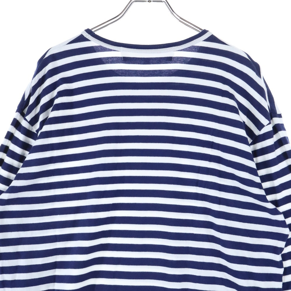 PLAY COMME des GARCONS(プレイコムデギャルソン) AD2022 ハート刺繍 ボーダー コットン 長袖Tシャツ カットソー ネイビー/ホワイト AZ-T010