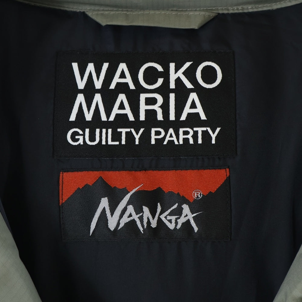 WACKO MARIA(ワコマリア) ×NANGA DOWN JACKET TYPE-1 ナンガ ロゴ刺繍 ジップアップ ダウンジャケット カーキ 23B76