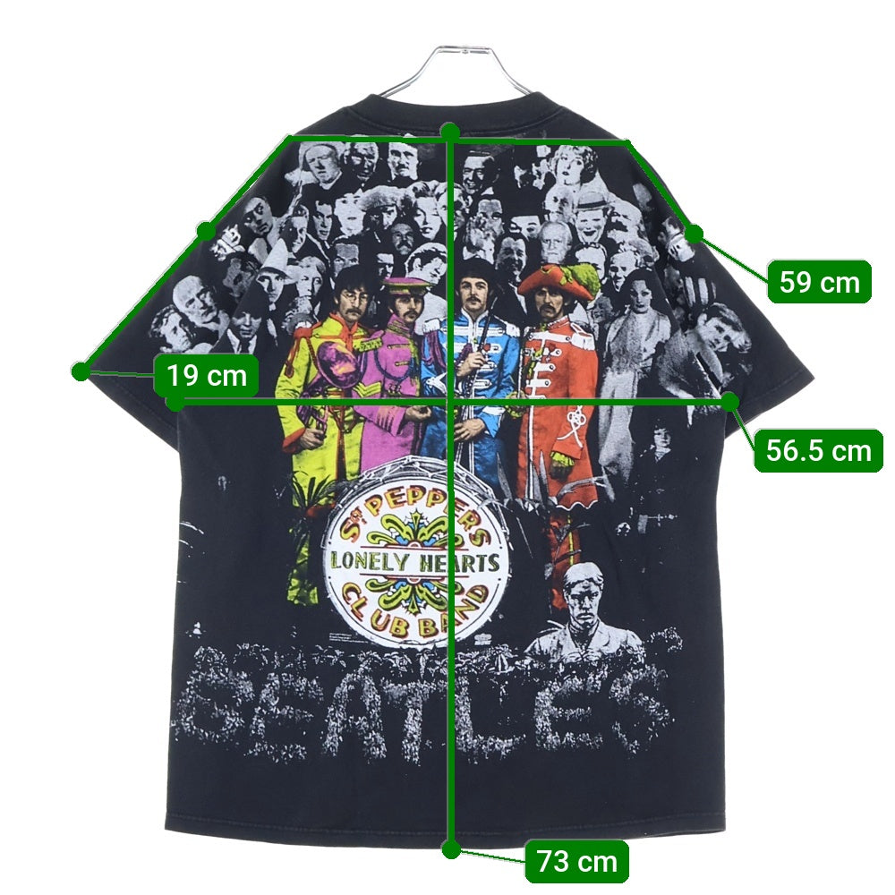 VINTAGE(ヴィンテージ) 90S VINTAGE THE BEATLES Sgt. Pepper's Lonely Hearts Club Band ビートルズ ヴィンテージプリントTシャツ 半袖カットソー 総柄 ブラック