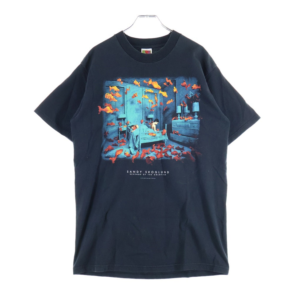 VINTAGE(ヴィンテージ) 90S VINTAGE SANDY SKOGLUND サンディスコグランド 金魚の復讐 アートプリントTシャツ 半袖カットソー ブラック