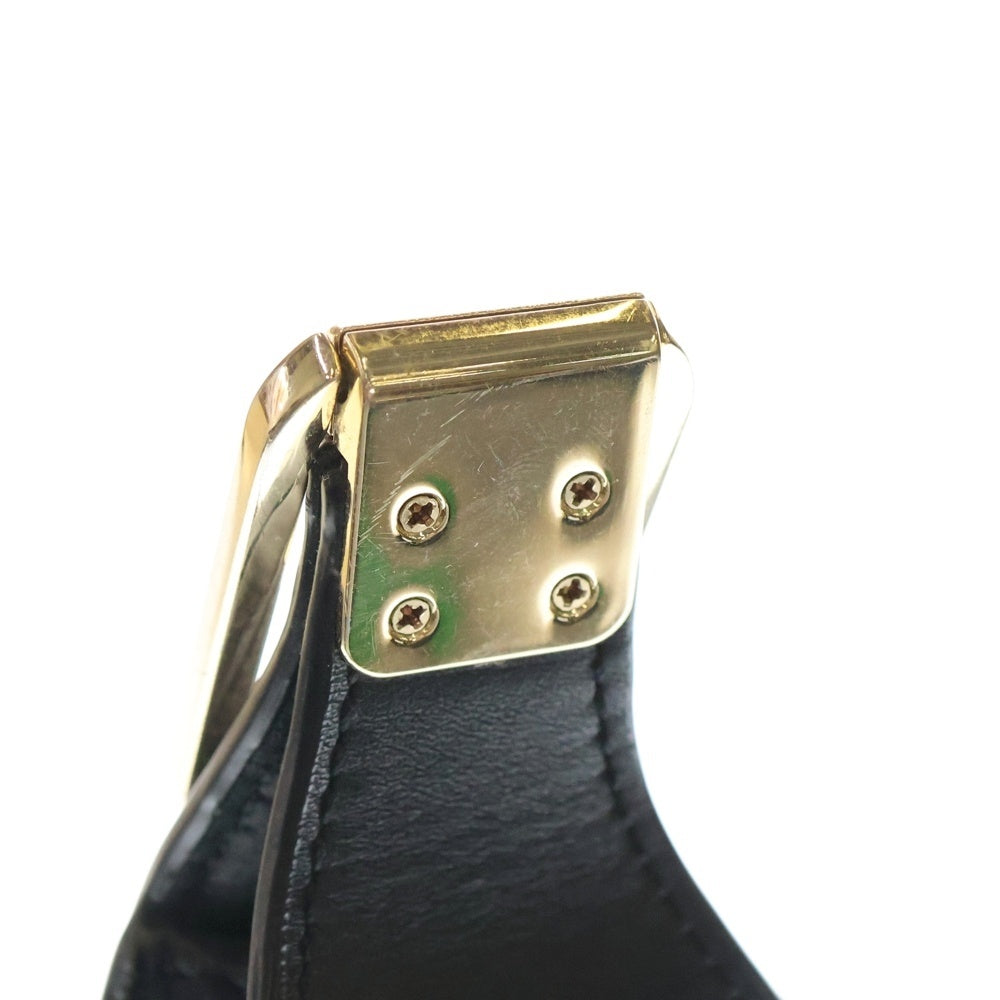 TOMMY HILFIGER(トミーヒルフィガー) ゴールド金具 ソフト ターンロック レザー ショルダーバッグ ブラック