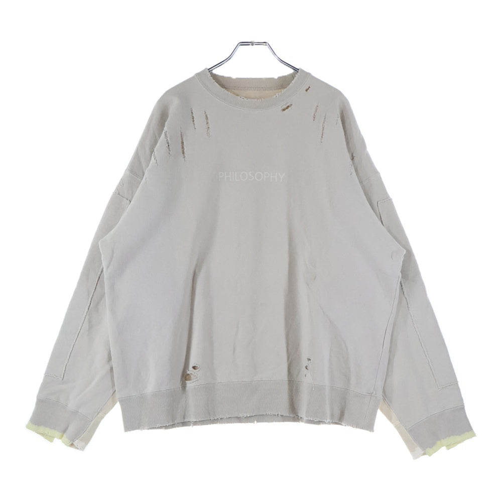 Stein(シュタイン) OVERSIZED REBUILD SWET オーバーサイズ リビルド クラッシュ プルオーバー スウェット ベージュ ST.306