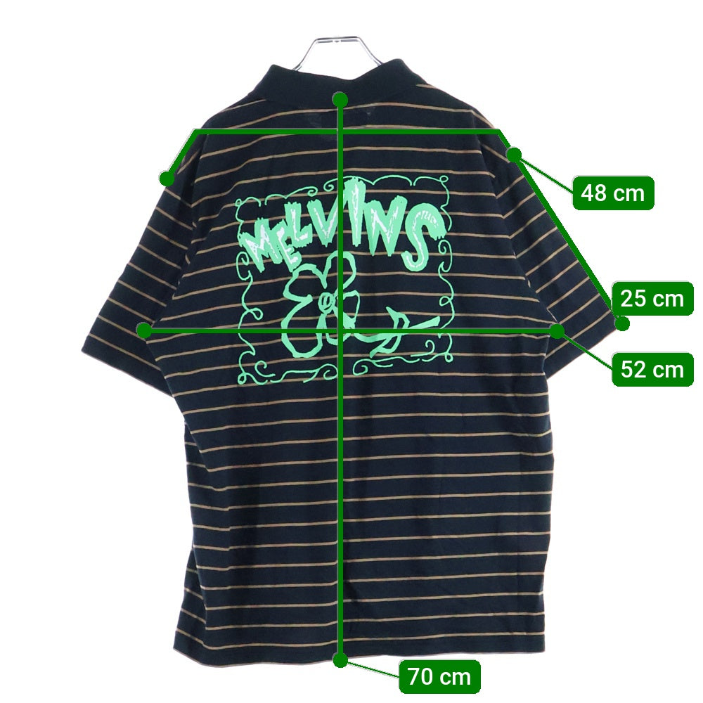 SUPREME(シュプリーム) 24SS Melvins Stripe S/S Polo メルヴィンズ バックプリント ストライプ 半袖ポロシャツ ブラック