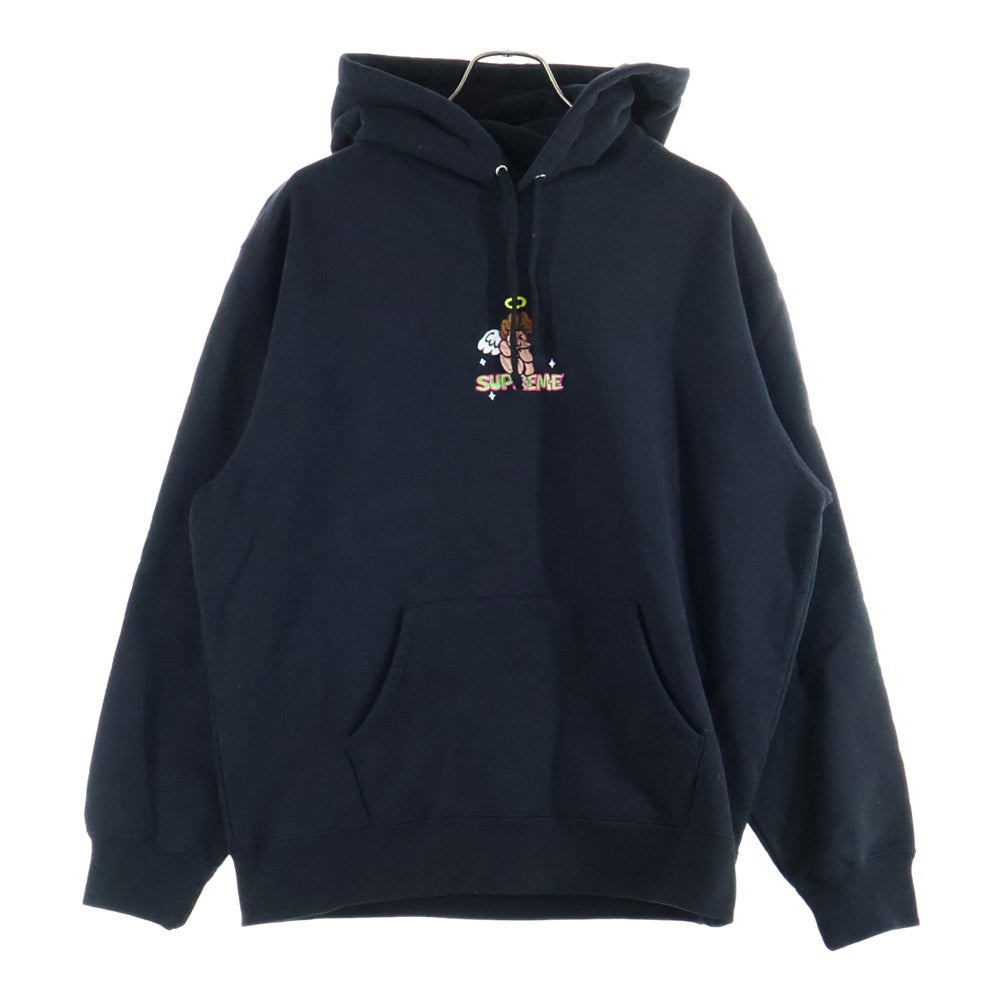 SUPREME(シュプリーム) 22SS Angel Hooded Sweatshirt エンジェル フロントエンブロイダリー フーデッドスウェットシャツ プルオーバーパーカー ブラック
