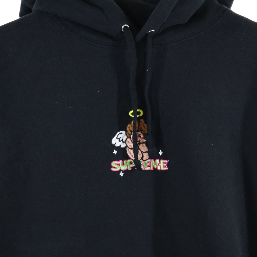 SUPREME(シュプリーム) 22SS Angel Hooded Sweatshirt エンジェル フロントエンブロイダリー フーデッドスウェットシャツ プルオーバーパーカー ブラック