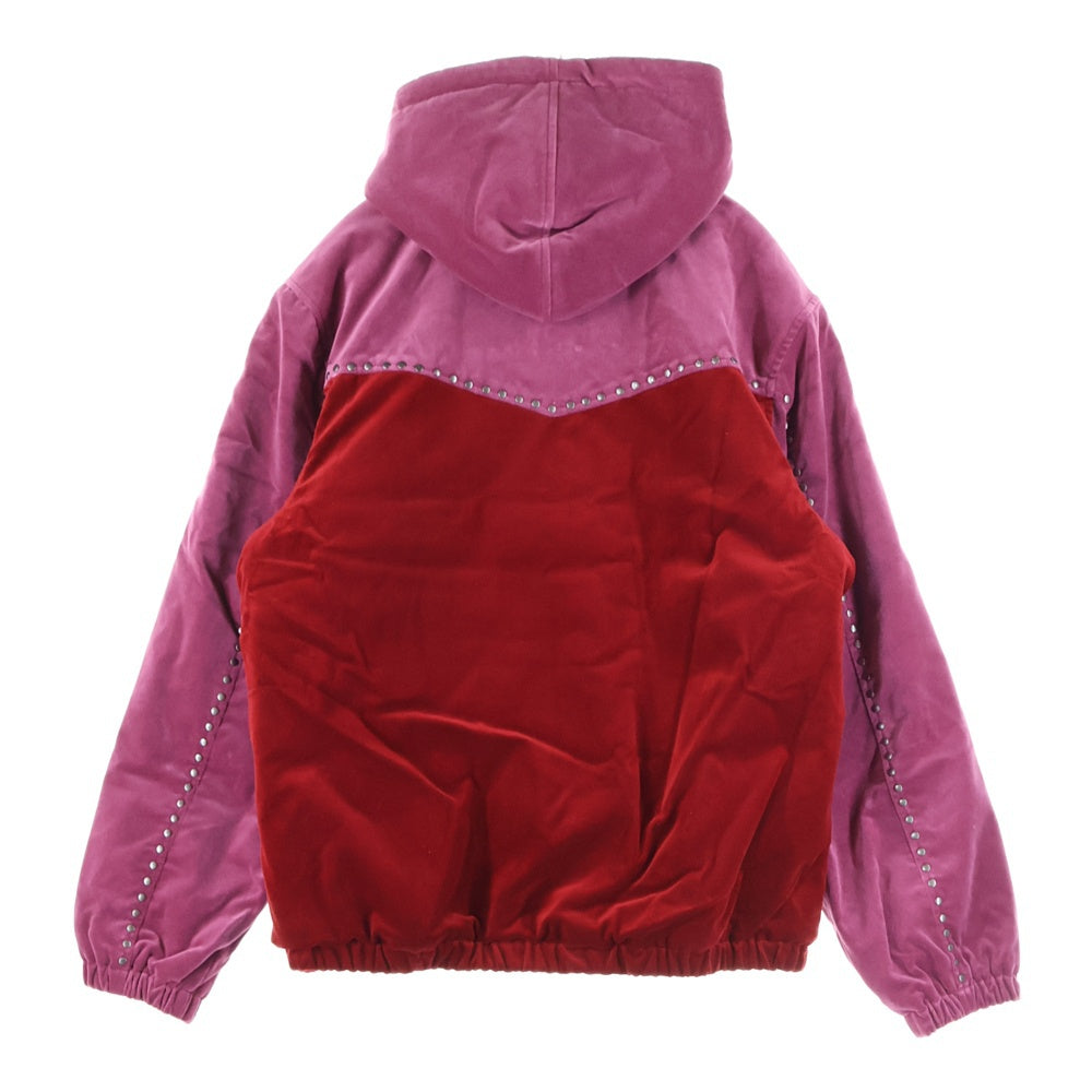 SUPREME(シュプリーム) 21AW Studded Velvet Hooded Work Jacket スタッズベルベット ボア フーデッドワークジャケット レッド