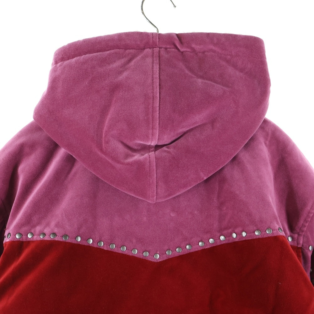 SUPREME(シュプリーム) 21AW Studded Velvet Hooded Work Jacket スタッズベルベット ボア フーデッドワークジャケット レッド