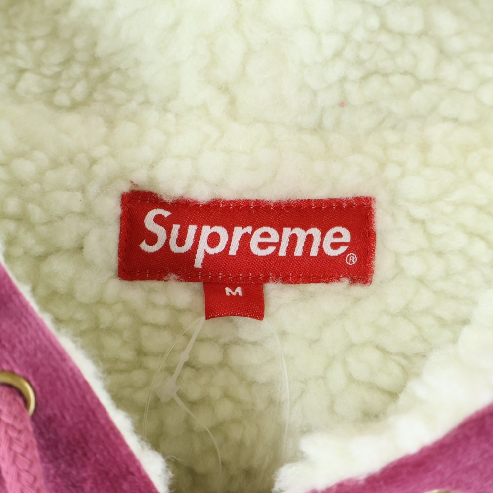SUPREME(シュプリーム) 21AW Studded Velvet Hooded Work Jacket スタッズベルベット ボア フーデッドワークジャケット レッド