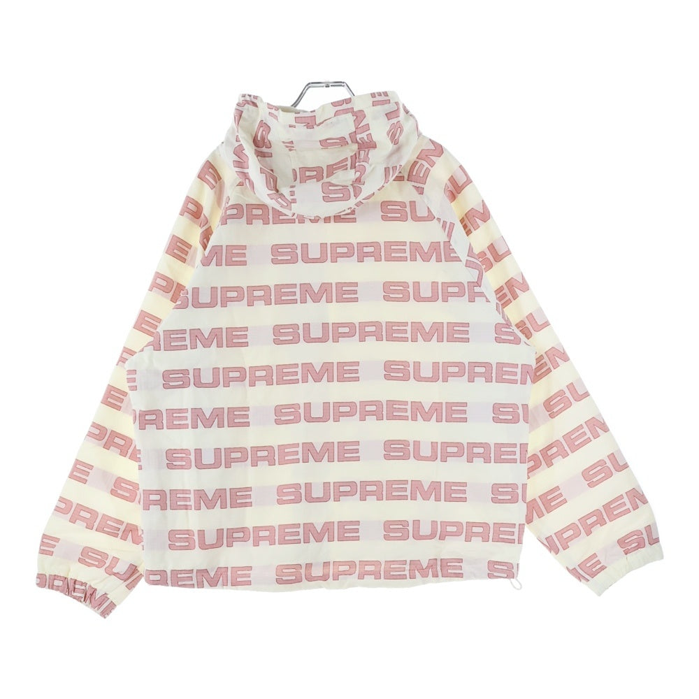 SUPREME(シュプリーム) 21AW Logo Ripstop Hooded Track Jacket 総柄 ロゴ リップストップ フーデッドトラックジャケット ホワイト/レッド