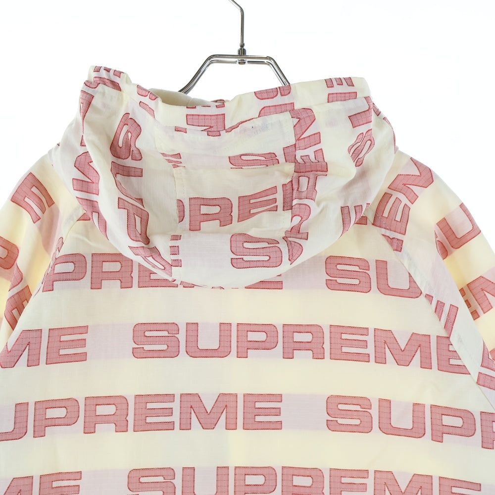 SUPREME(シュプリーム) 21AW Logo Ripstop Hooded Track Jacket 総柄 ロゴ リップストップ フーデッドトラックジャケット ホワイト/レッド