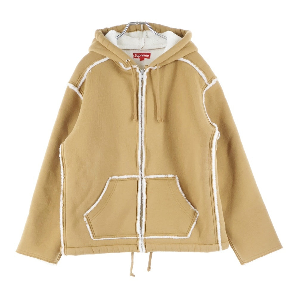 SUPREME(シュプリーム) 21AW Faux Shearling Hooded Jacket ファーシアリング ボア フーデッドジャケット ベージュ