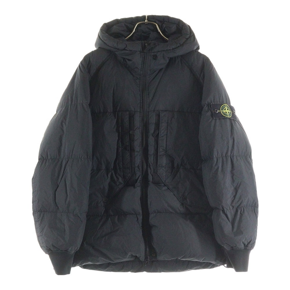 STONE ISLAND(ストーンアイランド) GARMENT DYED CRINKLE REPS RECYCLED NYLON DOWN ガーメントダイ フーデッド ナイロン ダウンジャケット ブラック 791540723