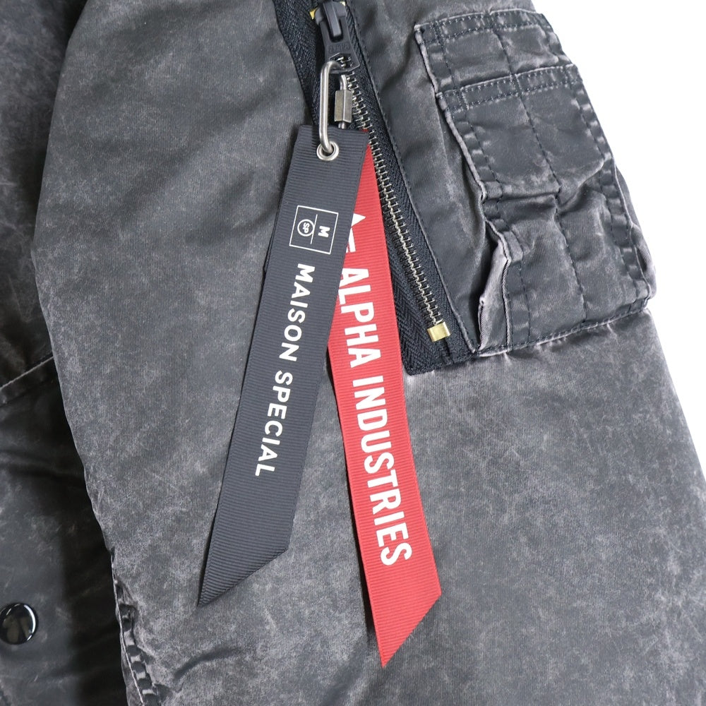 ALPHA INDUSTRIES(アルファ インダストリーズ) ×MAISON SPECIAL MA-1 SCRATCH CORE SPEC メゾンスペシャル フライト ボンバージャケット ブラック TA7222-9001