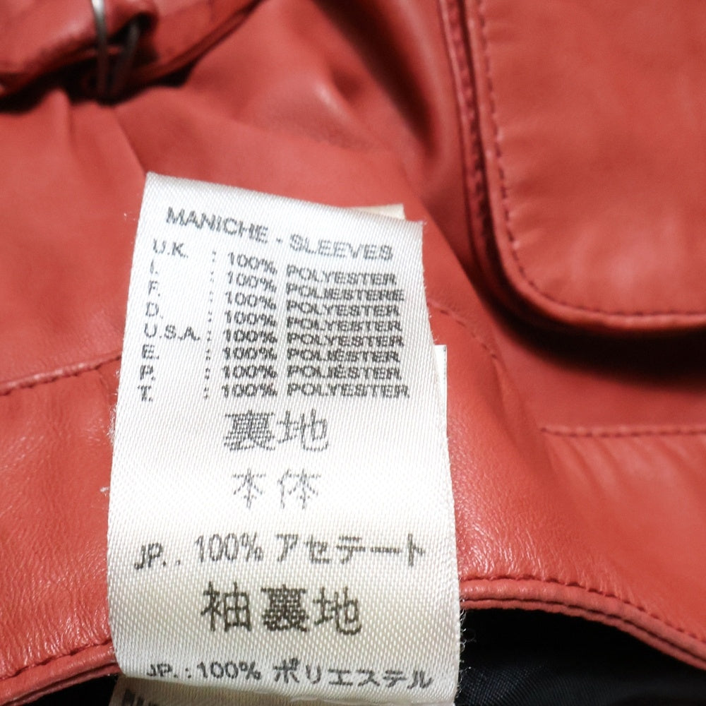 DIESEL(ディーゼル) マルチポケット シープスキン ライトレザージャケット レッド