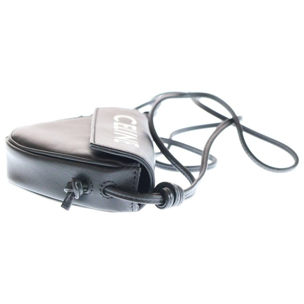 CELINE(セリーヌ) MINI TRIANGLE ミニ トライアングル ロゴプリント レザーショルダーバッグ ブラック 10I193DMO