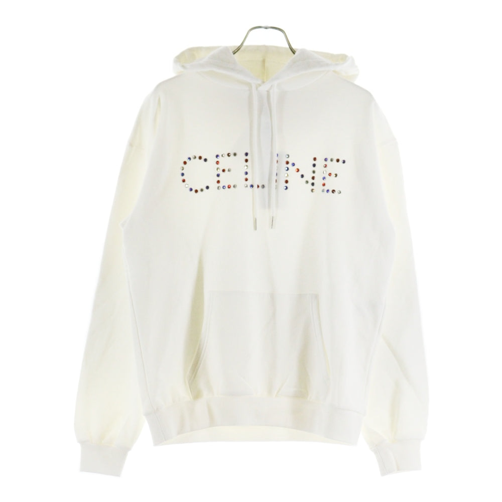 CELINE(セリーヌ) ラインストーンロゴ スウェット プルオーバーパーカー ホワイト 2Y89B670Q