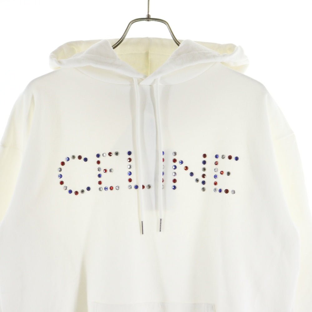 CELINE(セリーヌ) ラインストーンロゴ スウェット プルオーバーパーカー ホワイト 2Y89B670Q