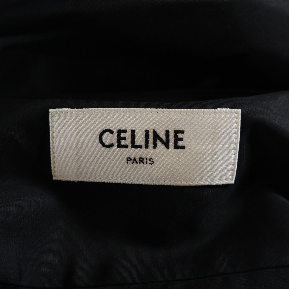 CELINE(セリーヌ) トリオンフ刺繍 インバーテッドカラー ルーズ長袖シャツ ブラック 2C58B091F
