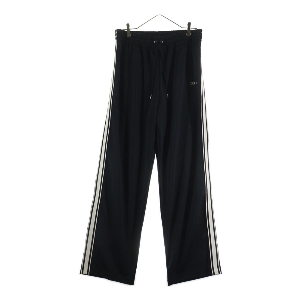 CELINE(セリーヌ) EMBROIDERY DOUBLE FACE JERSEY JOGGER PANTS ダブルフェイス ロゴ刺繍 サイドライン トラックパンツ ブラック 2Z099121O