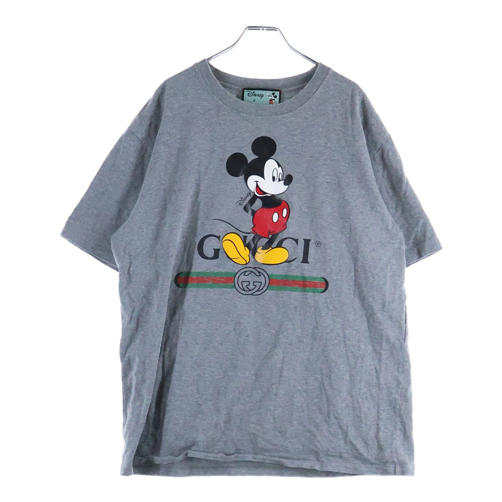 GUCCI(グッチ) ×DISNEY ディズニー オーバーサイズ フロント ロゴプリント クルーネック 半袖Tシャツカットソー グレー 565806 XJB67
