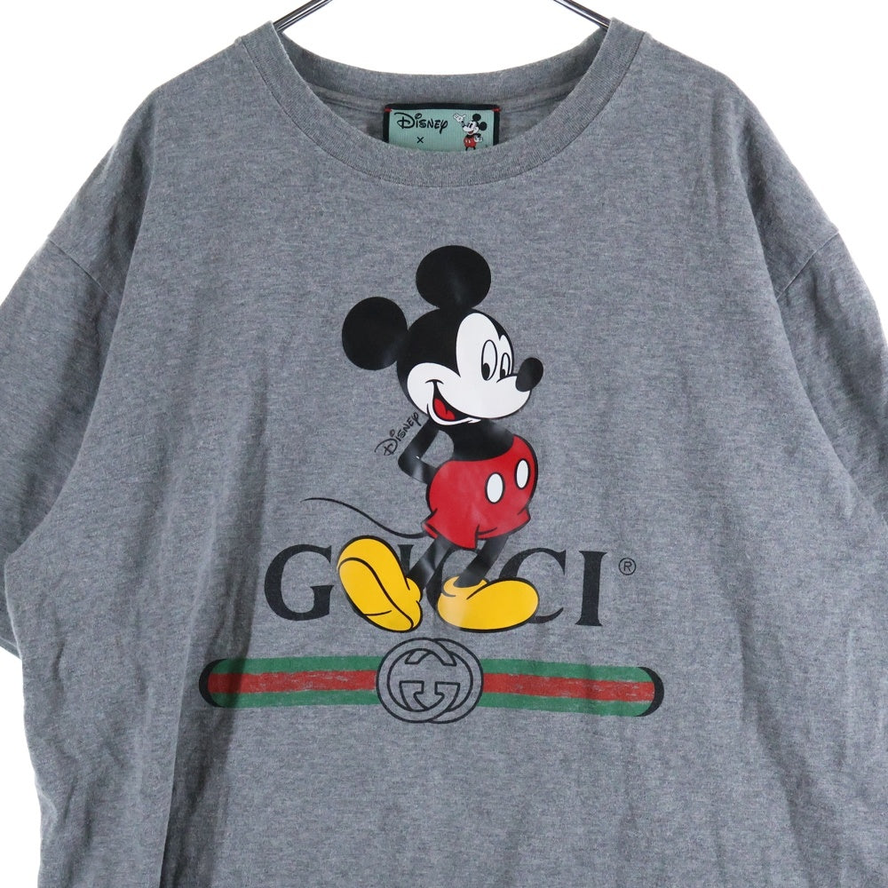 GUCCI(グッチ) ×DISNEY ディズニー オーバーサイズ フロント ロゴプリント クルーネック 半袖Tシャツカットソー グレー 565806 XJB67