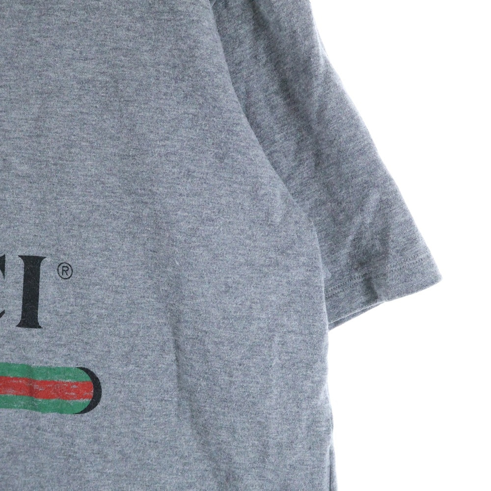 GUCCI(グッチ) ×DISNEY ディズニー オーバーサイズ フロント ロゴプリント クルーネック 半袖Tシャツカットソー グレー 565806 XJB67