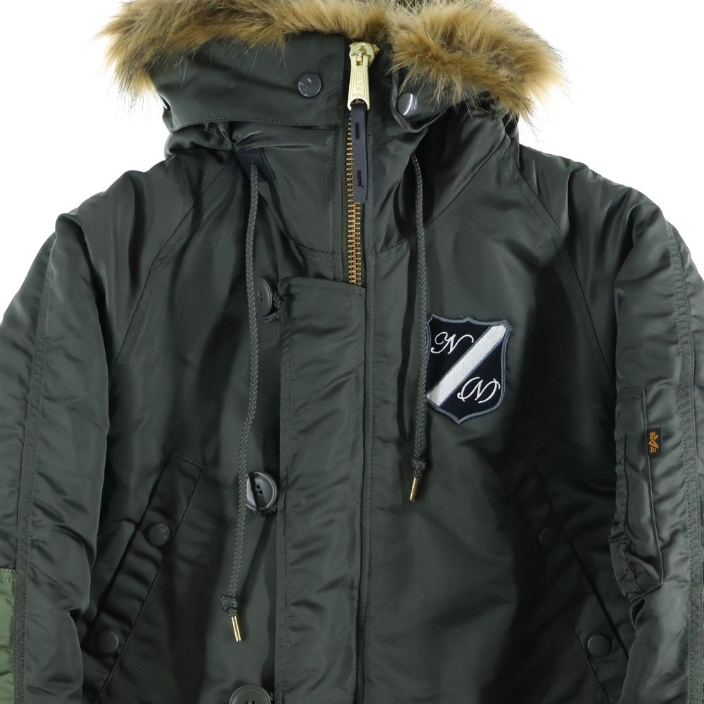 ALPHA INDUSTRIES(アルファ インダストリーズ) ×NUMBER (N)INE TYPE N-3B ナンバーナイン 裏地音符 フーデッド フライトジャケット カーキ 20094-9876