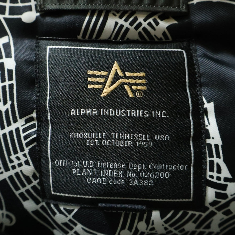 ALPHA INDUSTRIES(アルファ インダストリーズ) ×NUMBER (N)INE TYPE N-3B ナンバーナイン 裏地音符 フーデッド フライトジャケット カーキ 20094-9876