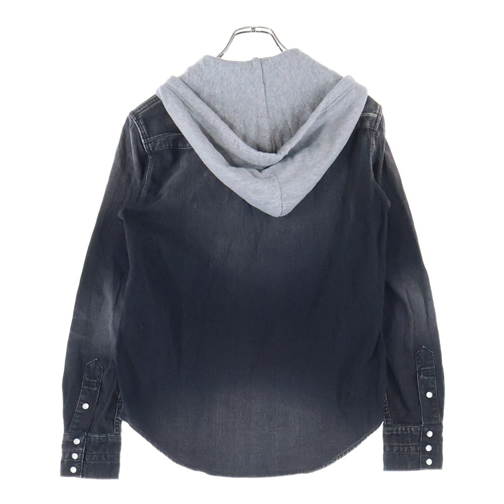 n(n) by NUMBER (N)INE(エヌエヌバイナンバーナイン) スター刺繍 フーデッド ウエスタンデニムシャツ ブラック BH3NNS002