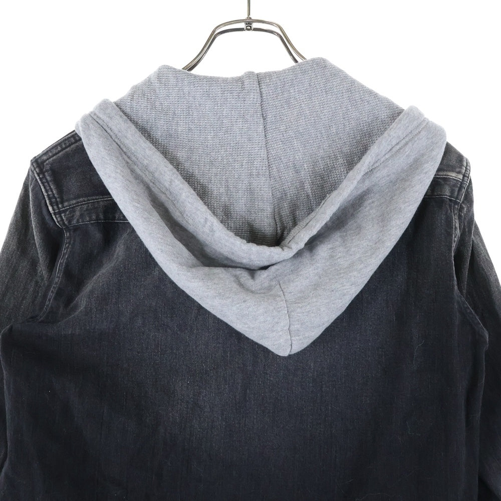 n(n) by NUMBER (N)INE(エヌエヌバイナンバーナイン) スター刺繍 フーデッド ウエスタンデニムシャツ ブラック BH3NNS002