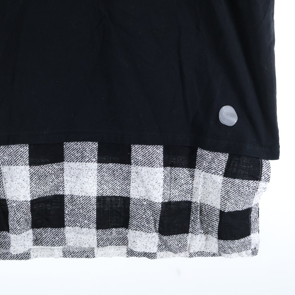 NUMBER (N)INE(ナンバーナイン) 裾チェックレイヤード 半袖フーデッドTシャツ ブラック