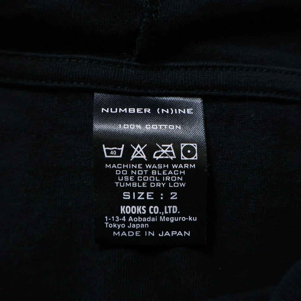 NUMBER (N)INE(ナンバーナイン) 裾チェックレイヤード 半袖フーデッドTシャツ ブラック