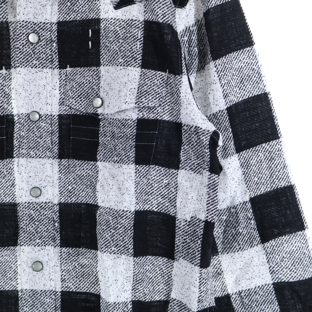n(n) by NUMBER (N)INE(エヌエヌバイナンバーナイン) チェック柄 コットン 長袖ウエスタンシャツ ブラック/ホワイト