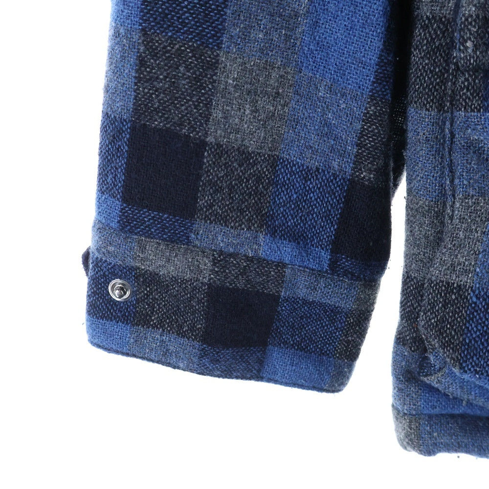 FRED PERRY(フレッドペリー) 裏フリース チェック柄 ウール フーデッドジャケット ブルー/ネイビー F2394
