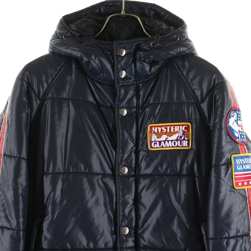 HYSTERIC GLAMOUR(ヒステリックグラマー) ロゴガールパッチ サイドライン プリマロフトジャケット ネイビー 0223AB01