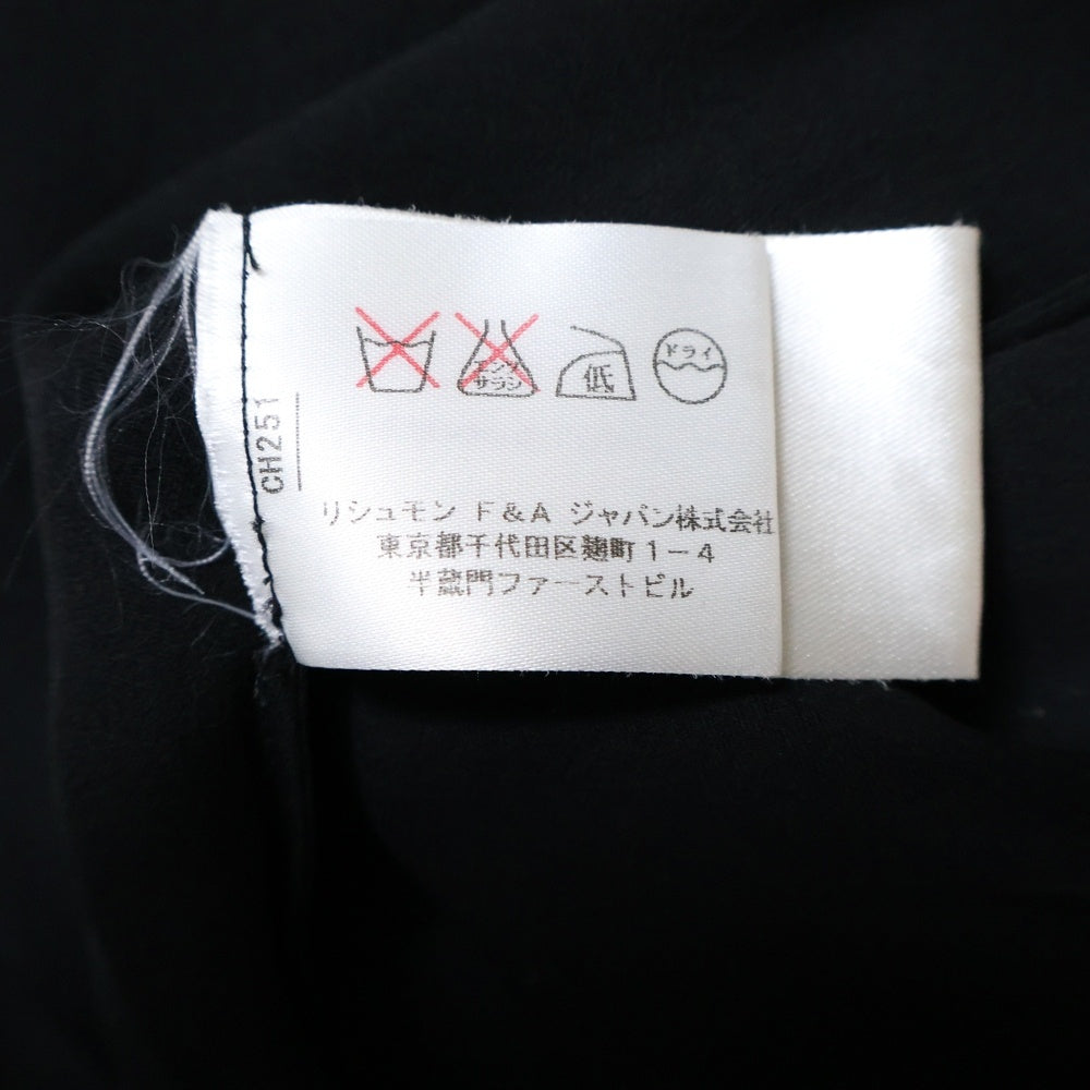 Chloe(クロエ) ノーカラー シアー ドレープ シルク ロングスリーブ 長袖シャツ トップス ブラウス レディース ブラック 11ARO30-11A003