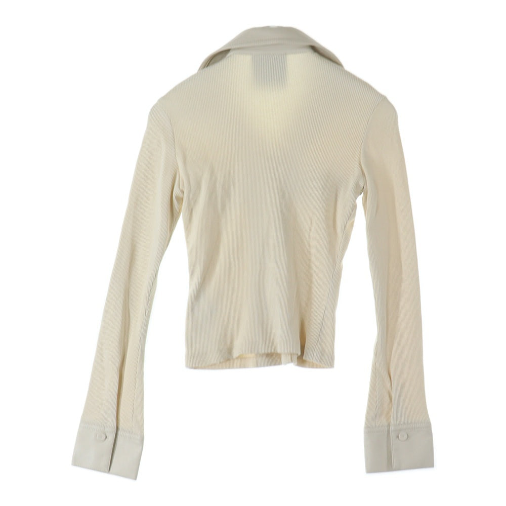NO BRAND(ノーブランド) Nanushka ナヌシュカ 24SS フェイクレザーカラー リブニットシャツ アイボリー レディース NW24SSSH02171