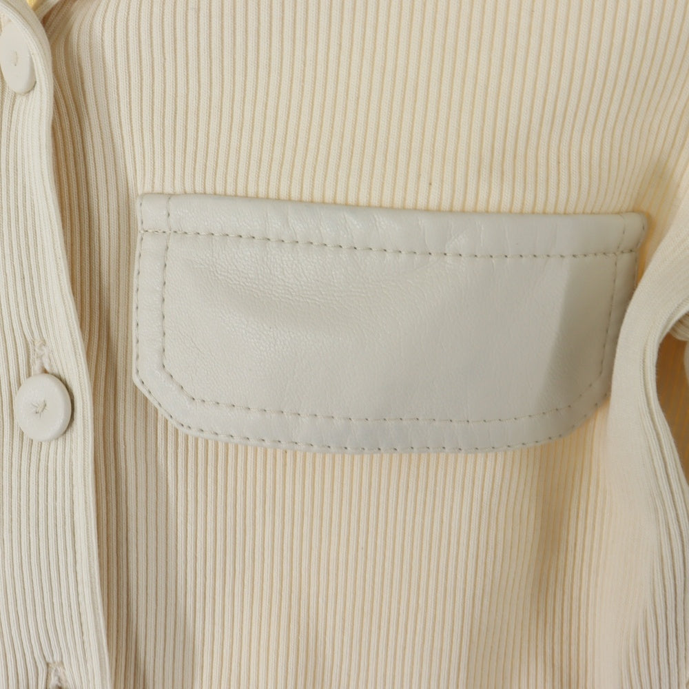 NO BRAND(ノーブランド) Nanushka ナヌシュカ 24SS フェイクレザーカラー リブニットシャツ アイボリー レディース NW24SSSH02171