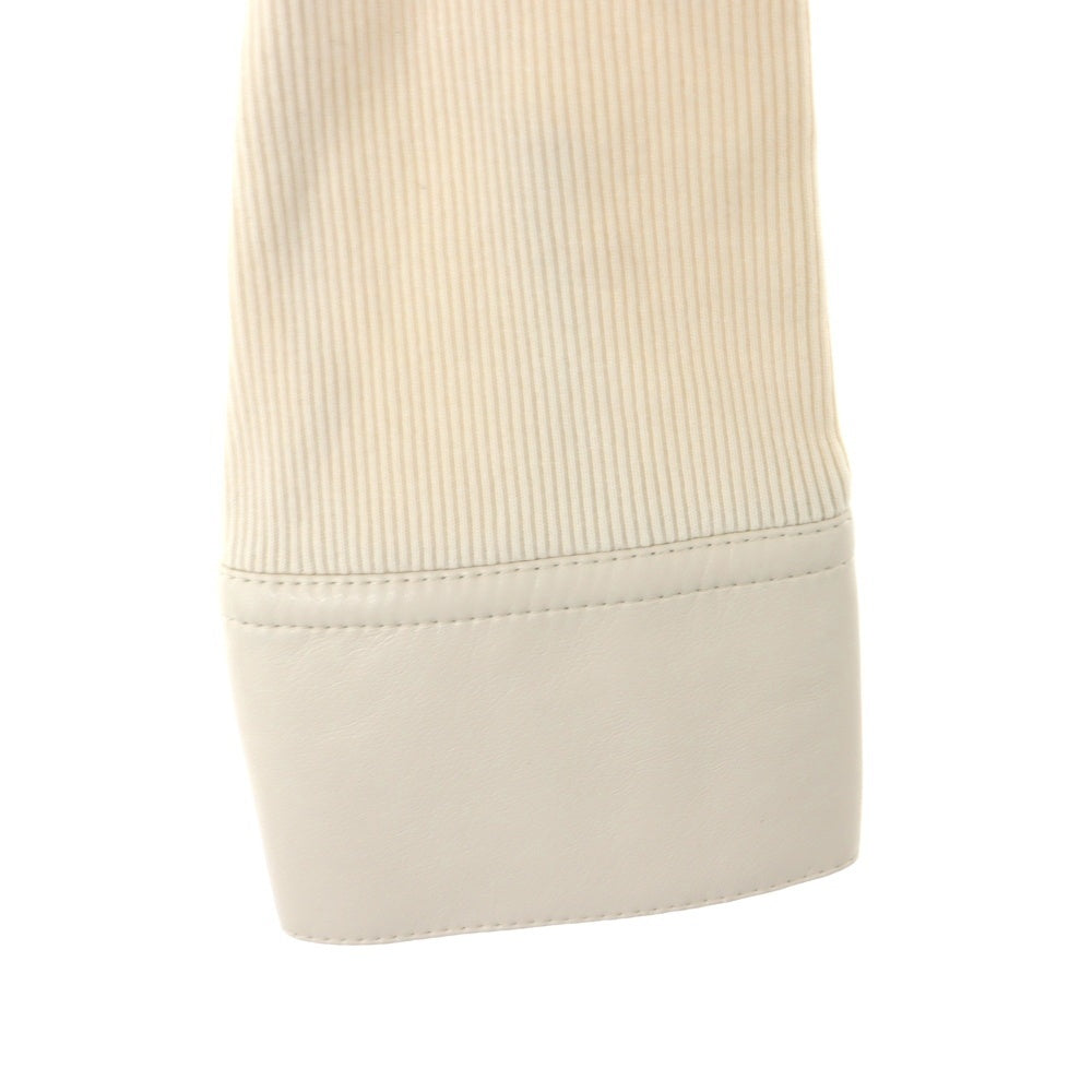 NO BRAND(ノーブランド) Nanushka ナヌシュカ 24SS フェイクレザーカラー リブニットシャツ アイボリー レディース NW24SSSH02171