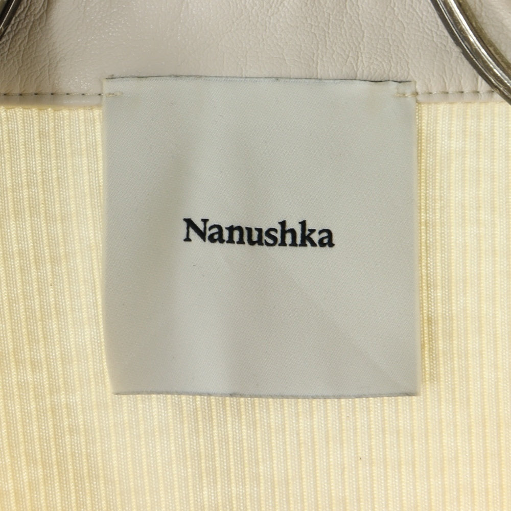 NO BRAND(ノーブランド) Nanushka ナヌシュカ 24SS フェイクレザーカラー リブニットシャツ アイボリー レディース NW24SSSH02171