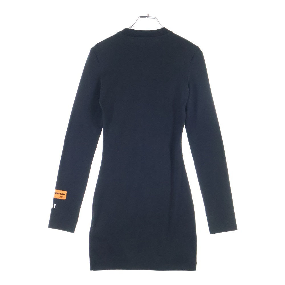 HERON PRESTON(ヘロンプレストン) MINI DRESS ロゴパッチ コットンポリ ミニドレス ブラック レディース HWDE001C99JER001