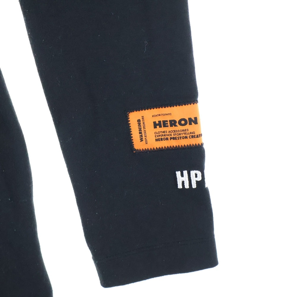HERON PRESTON(ヘロンプレストン) MINI DRESS ロゴパッチ コットンポリ ミニドレス ブラック レディース HWDE001C99JER001