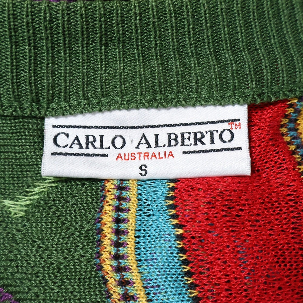 NO BRAND(ノーブランド) CARLO ALBERTO カルロアルベルト オーストラリア製 コットン3Dニット カーディガン マルチカラー